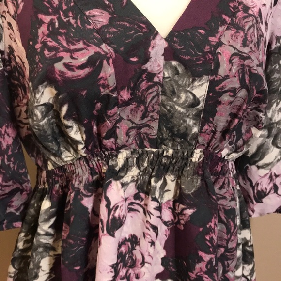 NWOT Ann Taylor LOFT tie sleeve floral top - Picture 2 of 8